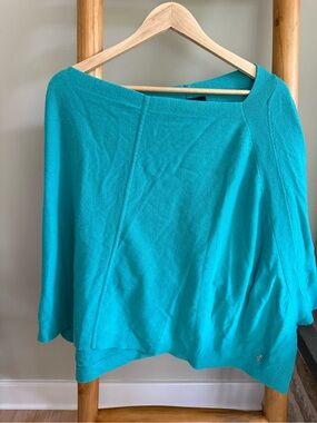 Juicy Couture 100% Cashmere Teal Off-the-Shoulder Sweater